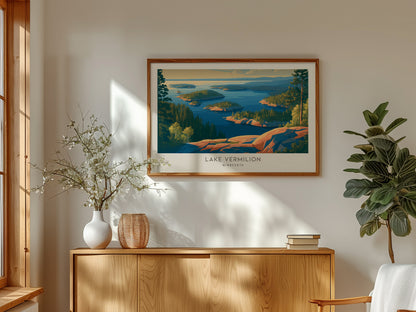 Lake Vermilion Landscape Matte Border Poster | Travel Wall Art — framed and ready to hang