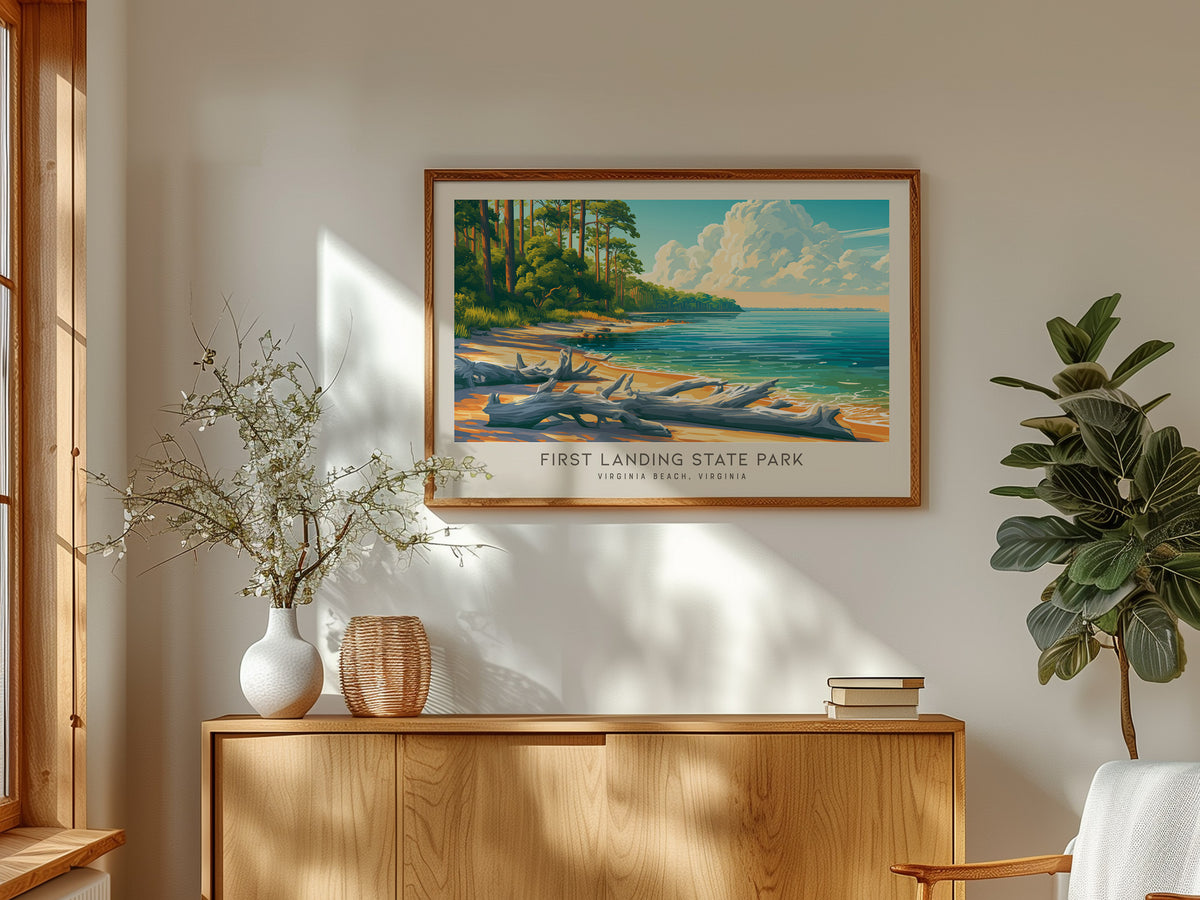 First Landing State Park Landscape Matte Border Poster | Virginia Beach, Virginia Vacation Wall Art — framed and ready to han