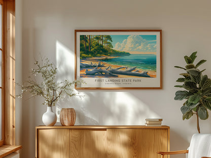 First Landing State Park Landscape Matte Border Poster | Virginia Beach, Virginia Vacation Wall Art — framed and ready to han