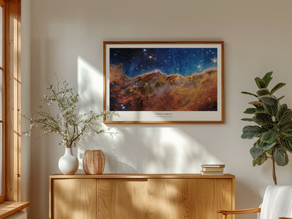 Carina Nebula Landscape Poster | NASA Space Photography Wall Art — framed and ready to hang