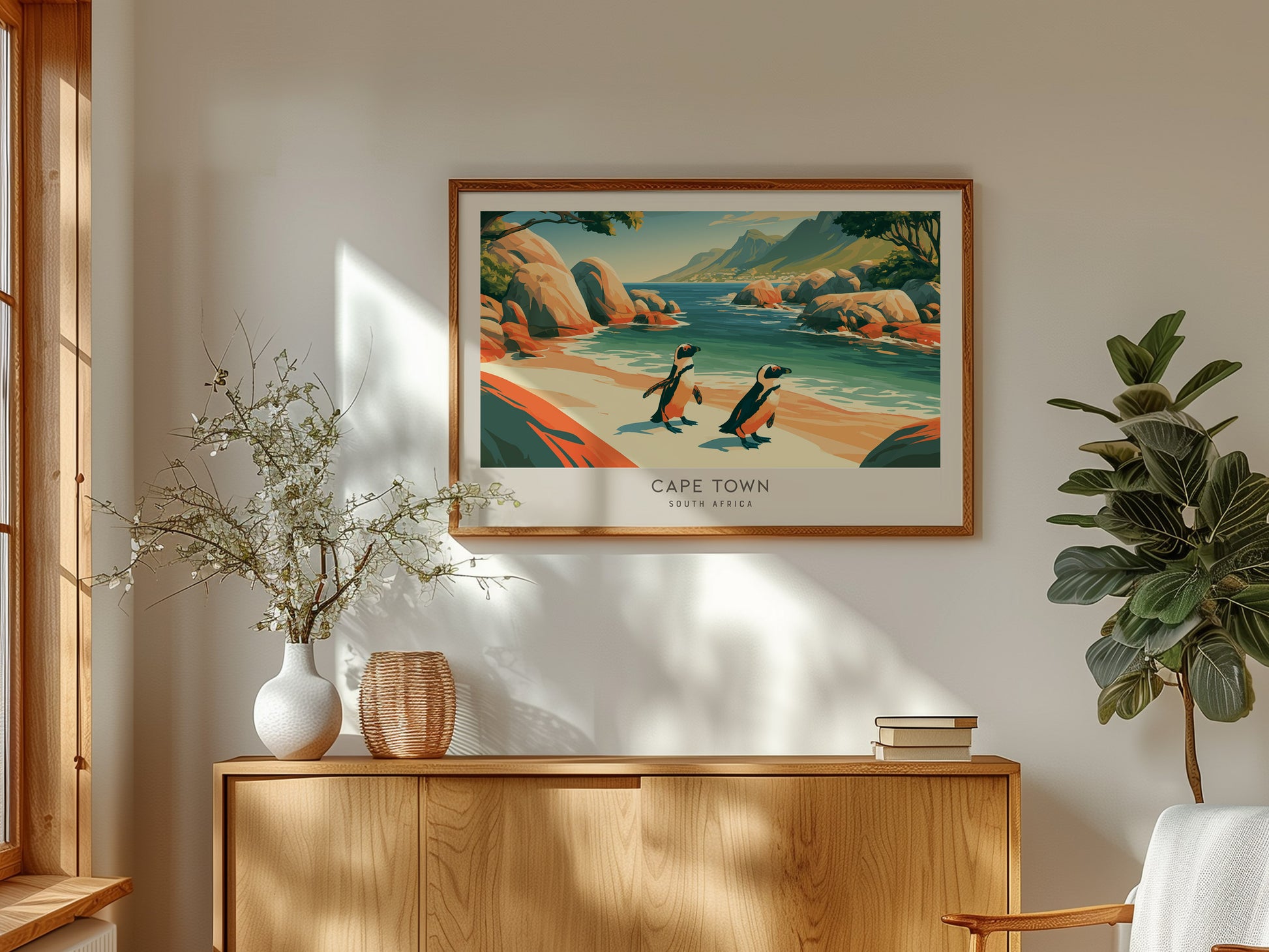 Cape Town Landscape Matte Border Poster | South Africa Vacation Wall Art — framed and ready to hang