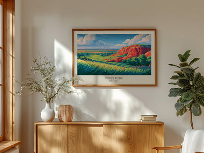 Pipestone Landscape Matte Border Poster | Minnesota Vacation Wall Art — framed and ready to hang