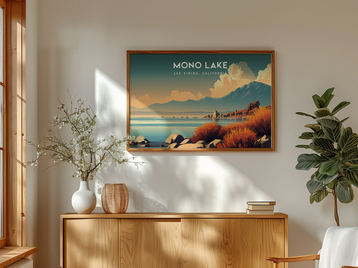 Mono Lake Landscape Poster | Lee Vining, California Vacation Wall Art — framed and ready to hang