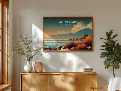 Mono Lake Landscape Poster | Lee Vining, California Vacation Wall Art — framed and ready to hang