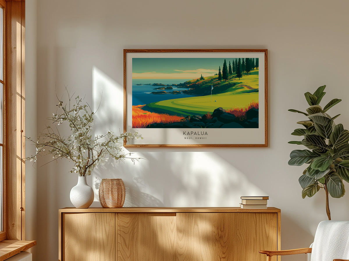 Kapalua Landscape Matte Border Poster | Maui, Hawaii Travel Wall Art — framed and ready to hang
