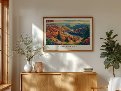 Laurel Highlands Landscape Matte Border Poster | Pennsylvania Vacation Wall Art — framed and ready to hang