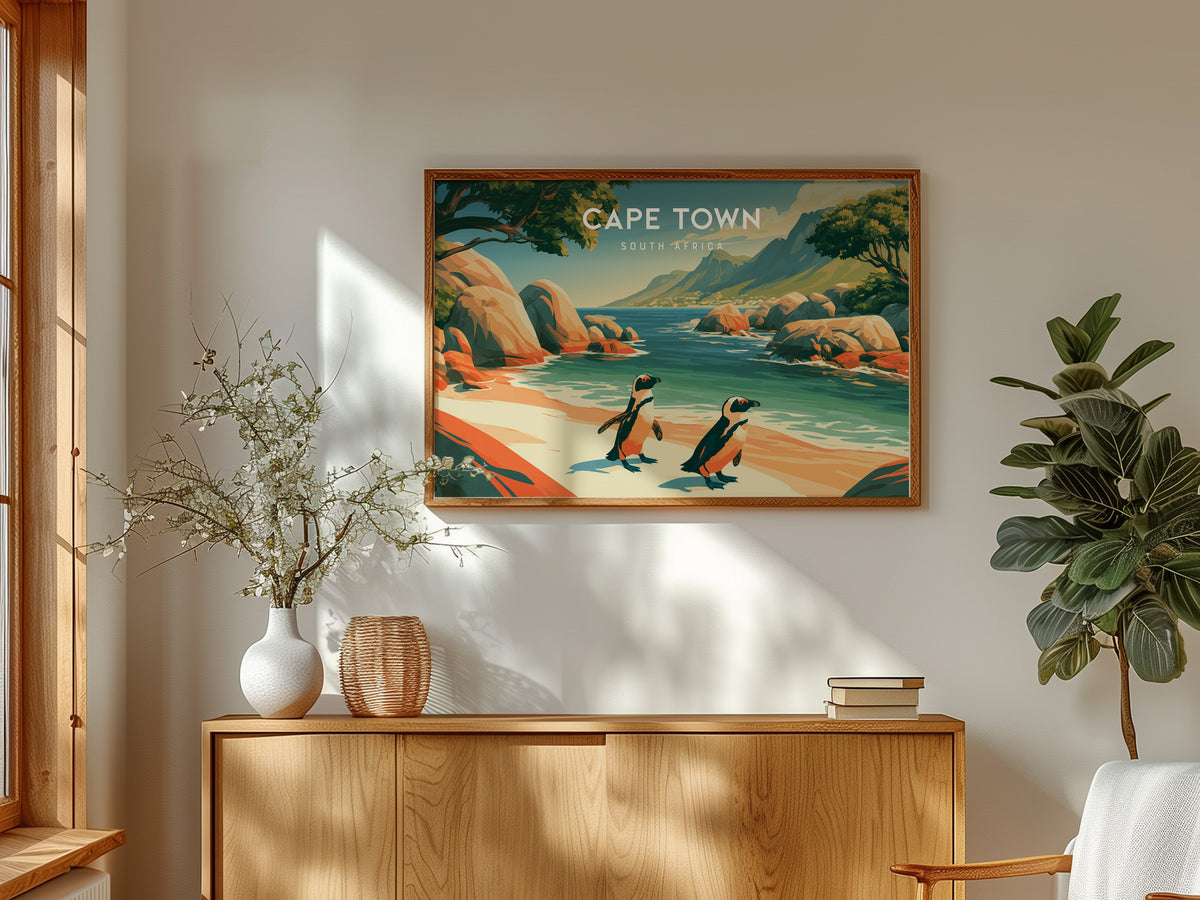 Cape Town, South Africa Landscape Poster | Harbor & Cityscape Travel Gift Wall Art — framed and ready to hang