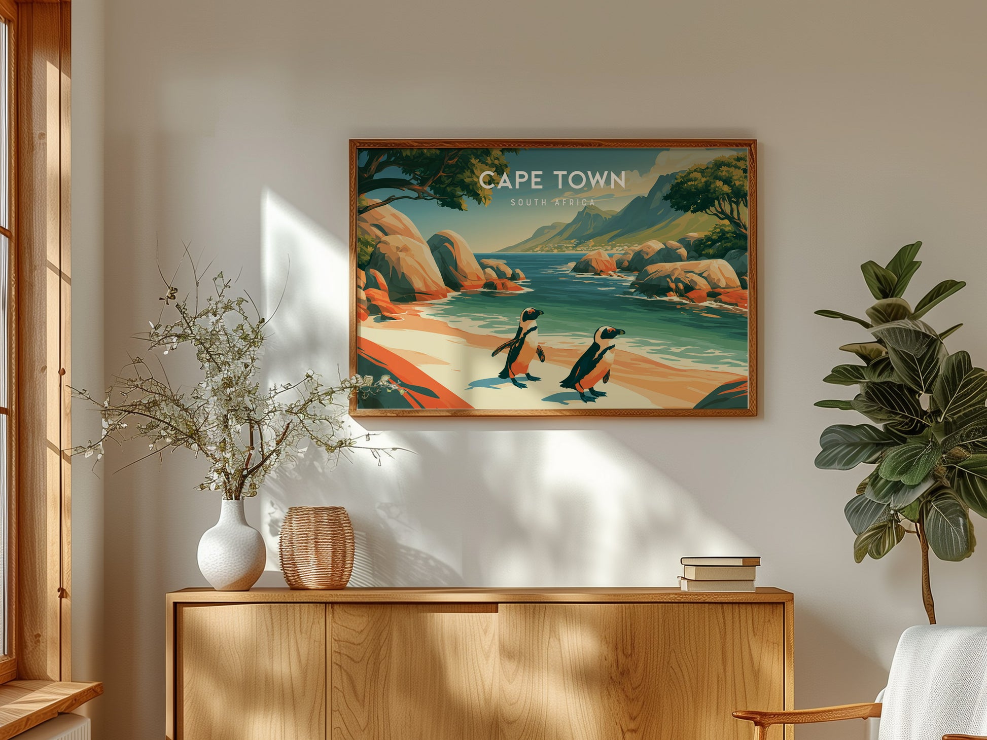 Cape Town, South Africa Landscape Poster | Harbor & Cityscape Travel Gift Wall Art — framed and ready to hang