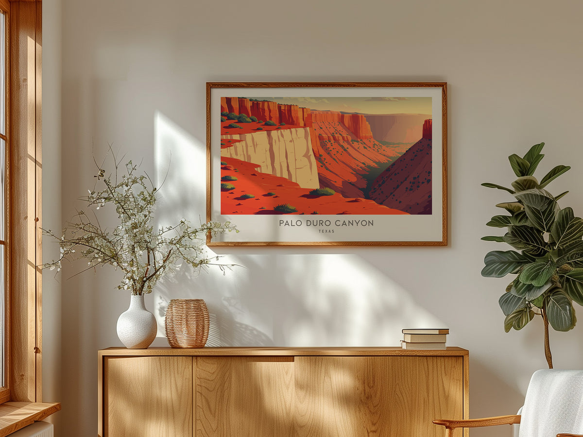 Palo Duro Canyon Landscape Matte Border Poster | Texas Vacation Wall Art — framed and ready to hang
