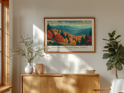 Chattahoochee National Forest Landscape Matte Border Poster | Georgia Travel Wall Art — framed and ready to hang