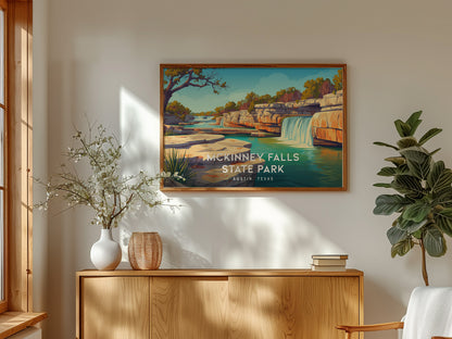 McKinney Falls State Park Landscape Poster | Austin, Texas Vacation Wall Art — framed and ready to hang