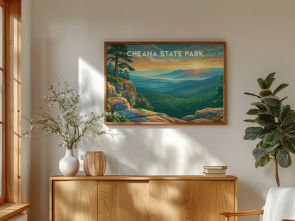 Cheaha State Park Landscape Poster | Delta, Alabama Vacation Wall Art — framed and ready to hang