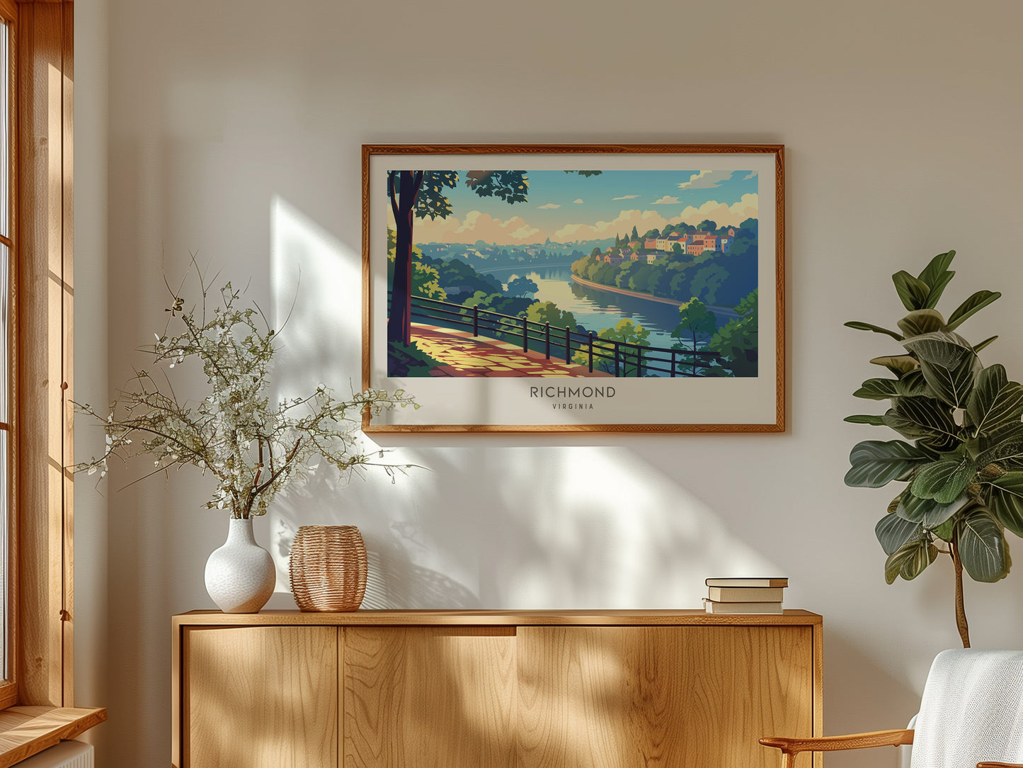 Richmond Landscape Matte Border Poster | Virginia Travel Wall Art — framed and ready to hang
