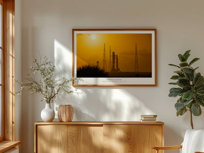 Sunrise At the Pad Landscape Poster | NASA Artemis II · Kennedy Space Center Space Photography Wall Art — framed and ready to
