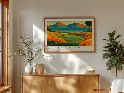 Royal County Down Landscape Matte Border Poster | Newcastle, Northern Ireland Travel Wall Art — framed and ready to hang