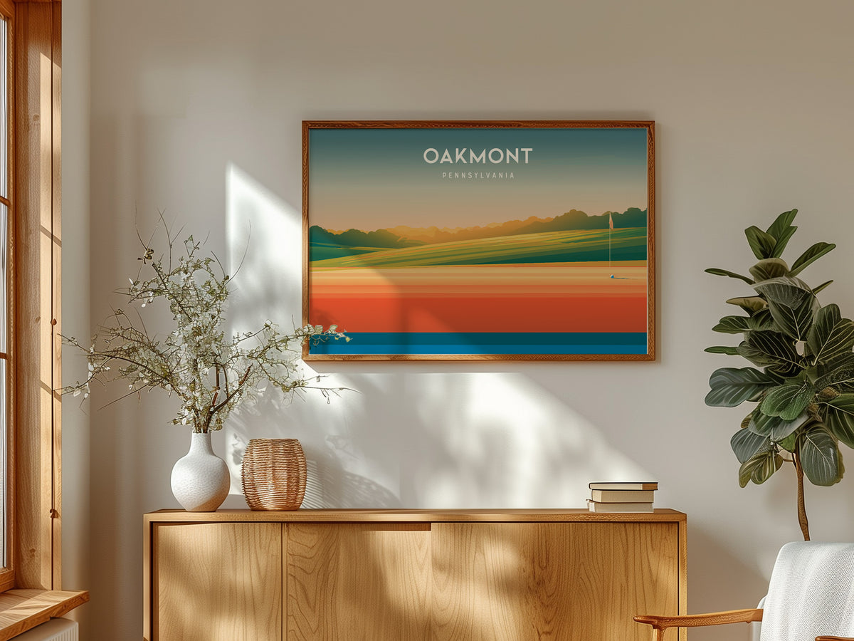 Oakmont, Pennsylvania Landscape Poster | Golf Wall Art & Framed or Unframed Links Decor — framed and ready to hang