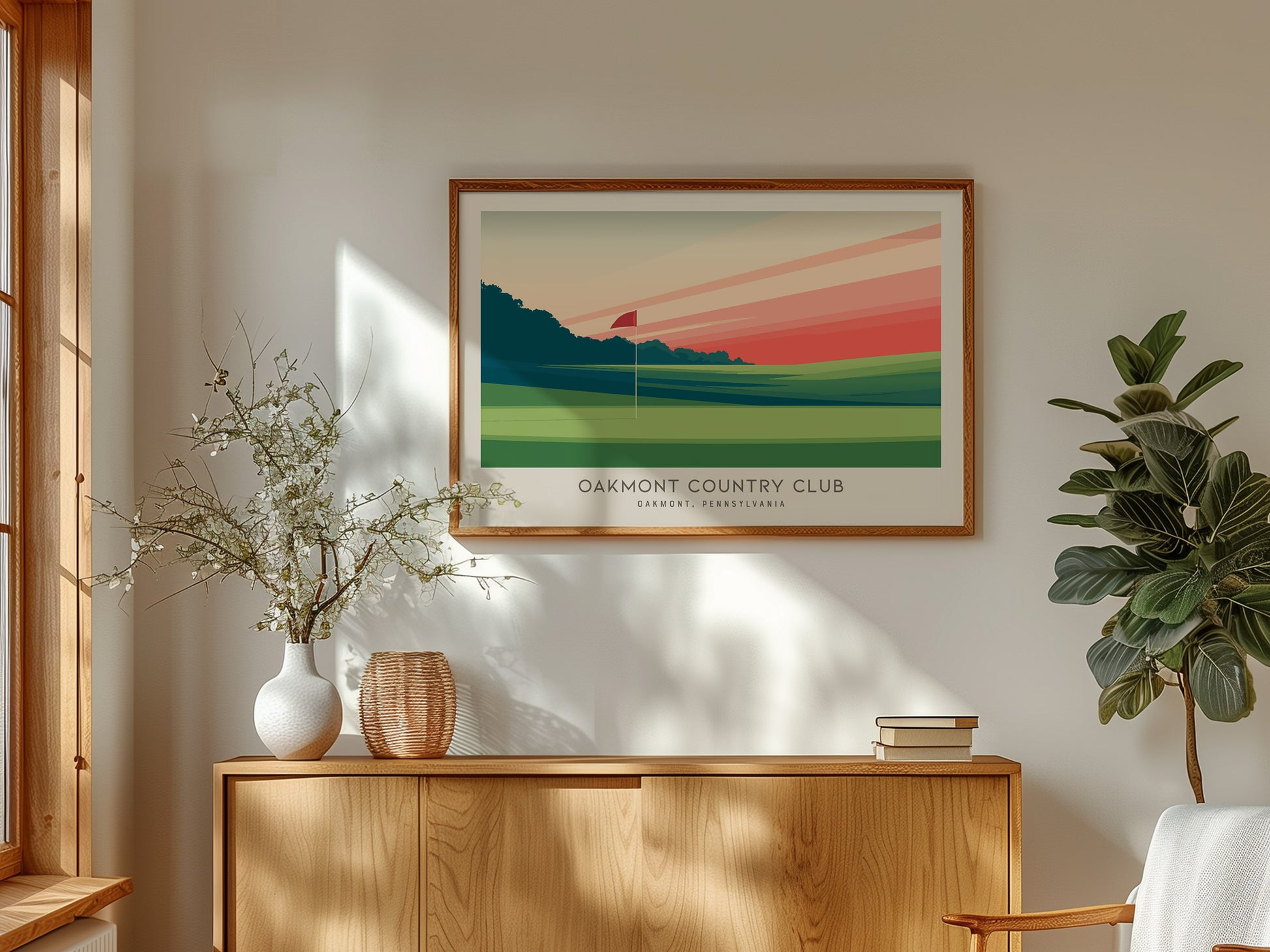 Oakmont Country Club Landscape Matte Border Poster | Oakmont, Pennsylvania Golf Wall Art — framed and ready to hang