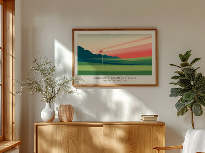 Oakmont Country Club Landscape Matte Border Poster | Oakmont, Pennsylvania Golf Wall Art — framed and ready to hang