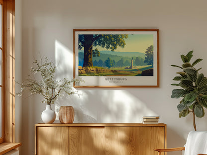 Gettysburg Landscape Matte Border Poster | Pennsylvania Framed or Unframed Vacation Wall Art — framed and ready to hang