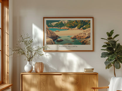 Puerto Vallarta Landscape Matte Border Poster | Travel Wall Art — framed and ready to hang