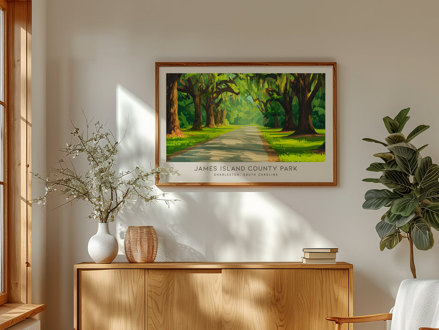 James Island County Park Landscape Matte Border Poster | Charleston, South Carolina Travel Wall Art — framed and ready to han