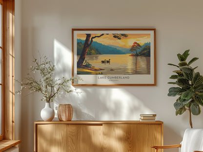 Lake Cumberland Landscape Matte Border Poster | Kentucky Travel Wall Art — framed and ready to hang