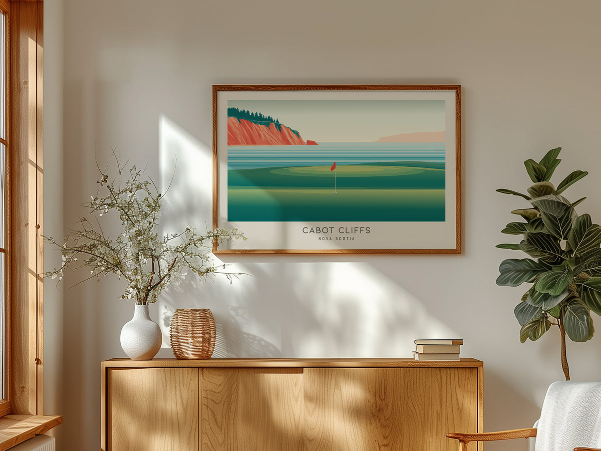 Cabot Cliffs Landscape Matte Border Poster | Nova Scotia Country Club Decor Links Poster — framed and ready to hang