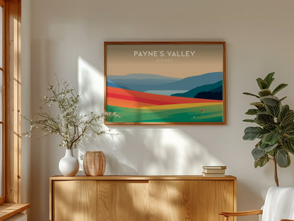 Payne's Valley Landscape Poster | Missouri Country Club Decor & Golf Course Print Wall Art — framed and ready to hang