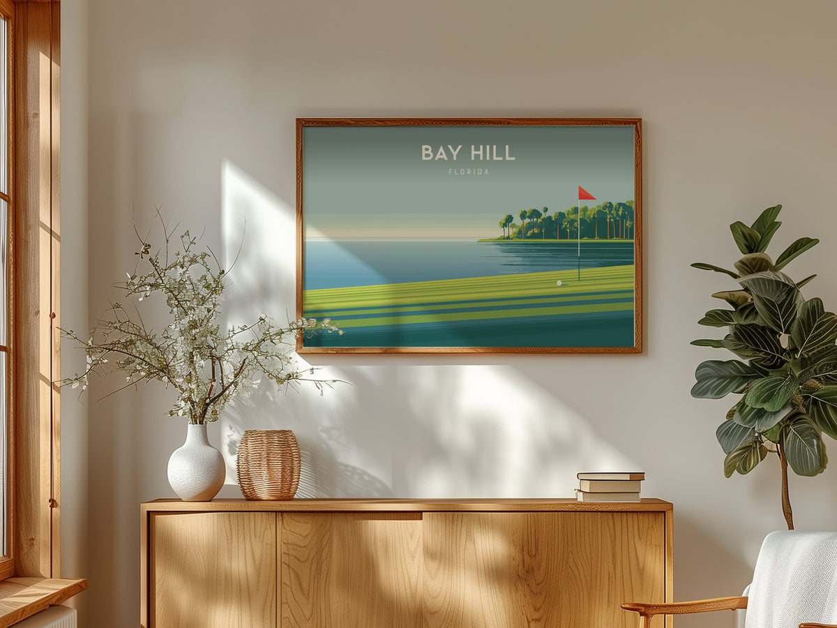 Bay Hill, Florida Landscape Poster | Golf Course Print & Golfer Gift Wall Art — framed and ready to hang