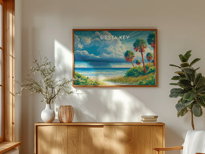 Siesta Key Landscape Poster | Sarasota, Florida Travel Wall Art — framed and ready to hang