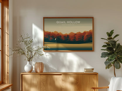 Quail Hollow, North Carolina Landscape Poster | Links Poster & Framed or Unframed Golf Course Wall Art — framed and ready to