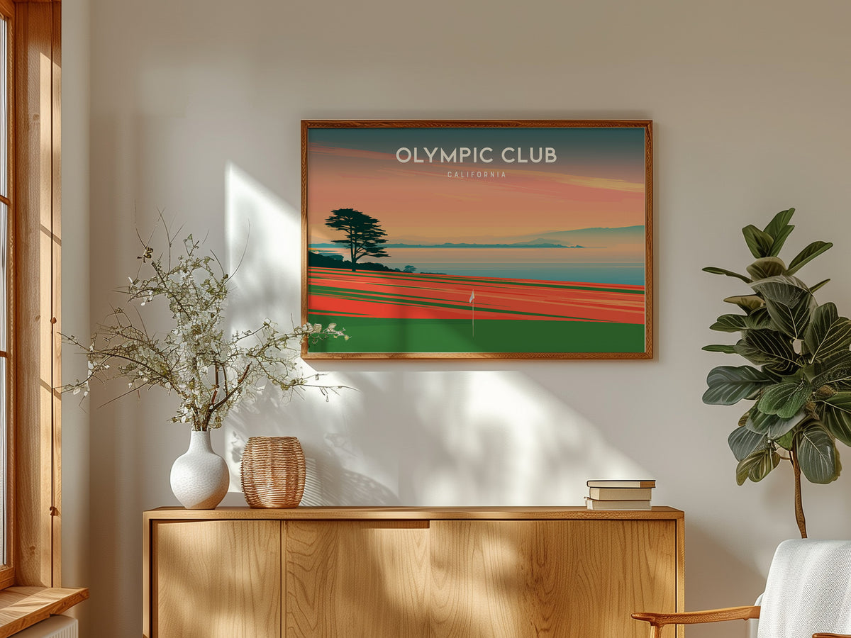 Olympic Club Landscape Poster | California Country Club Decor & Golf Wall Art — framed and ready to hang