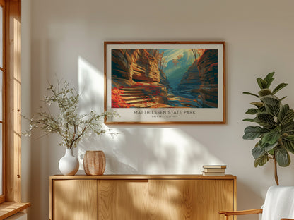 Matthiessen State Park Landscape Matte Border Poster | Oglesby, Illinois Travel Gift Wall Art — framed and ready to hang