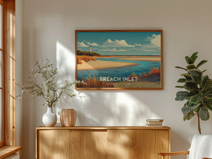 Breach Inlet Landscape Poster | Sullivan's Island Tropical Beach Print Wall Art — framed and ready to hang