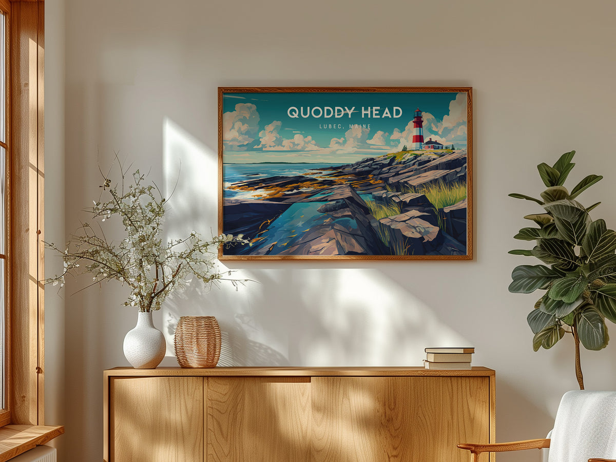 Quoddy Head Landscape Poster | Lubec, Maine Vacation Wall Art — framed and ready to hang
