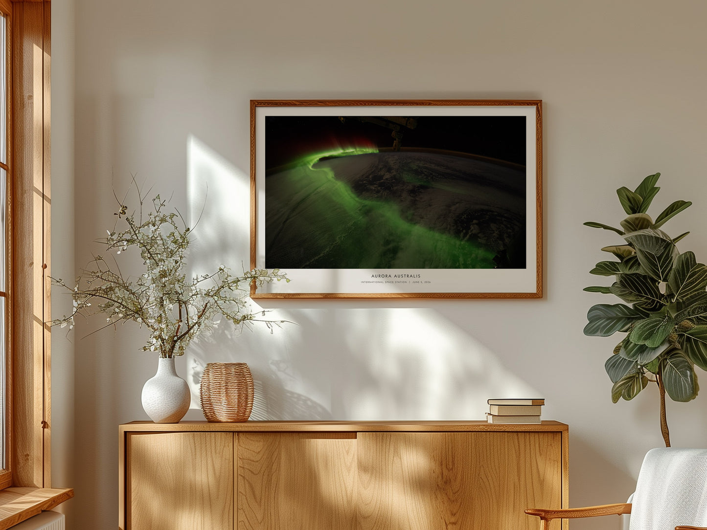 Aurora Australis Poster | NASA International Space Station Landscape Space Photography Wall Art — framed and ready to hang