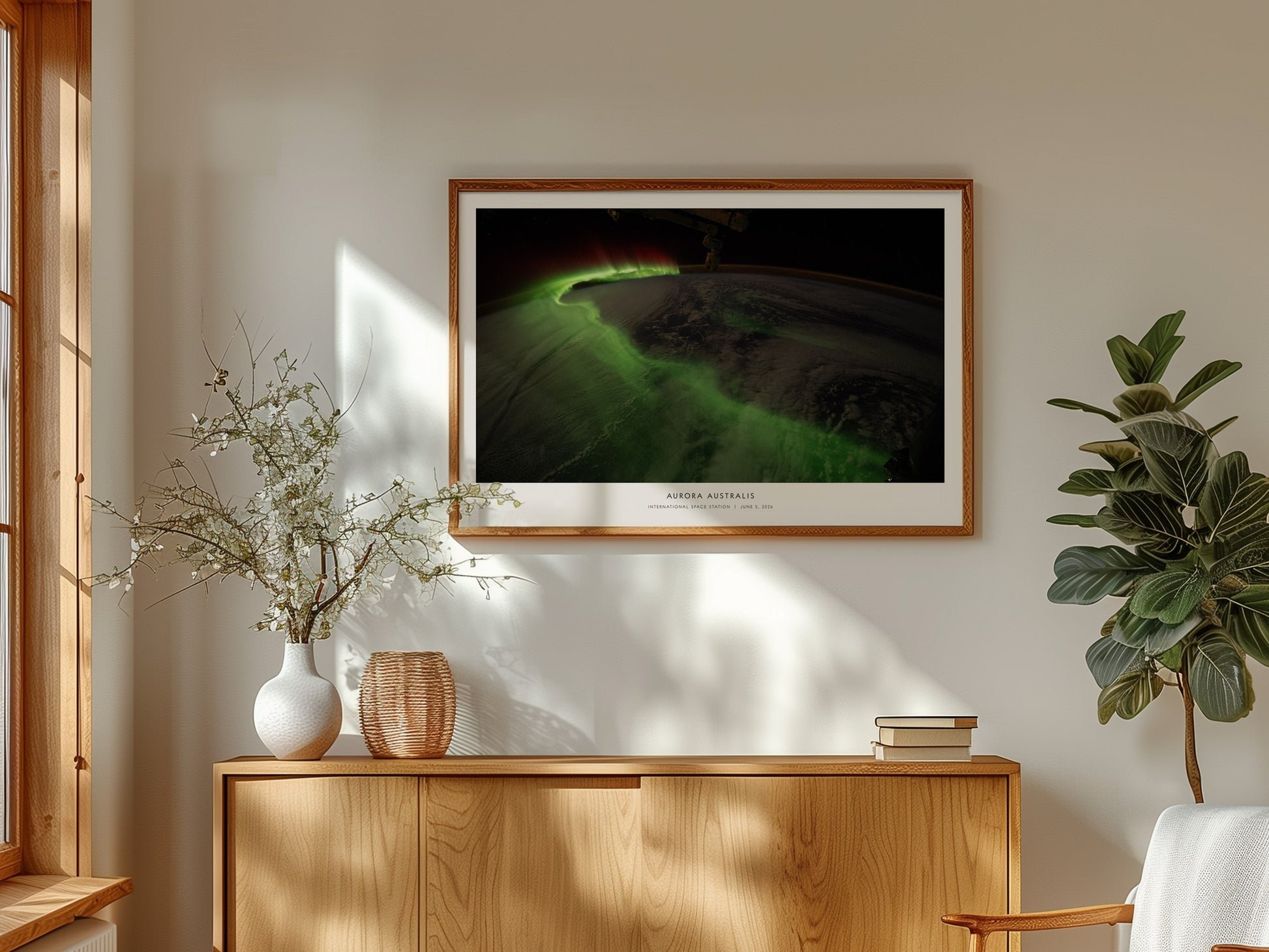 Aurora Australis Poster | NASA International Space Station Landscape Space Photography Wall Art — framed and ready to hang