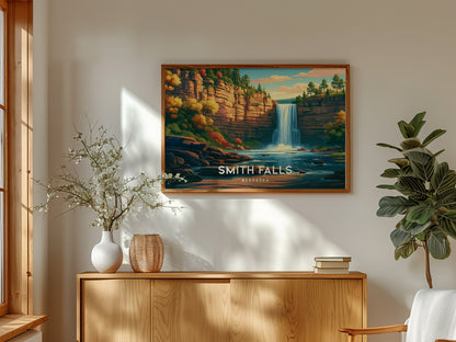 Smith Falls, Nebraska Landscape Poster | Waterfall Vacation Wall Art — framed and ready to hang
