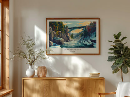 Quechee Gorge Landscape Matte Border Poster | Vermont Travel Gift Vacation Wall Art — framed and ready to hang