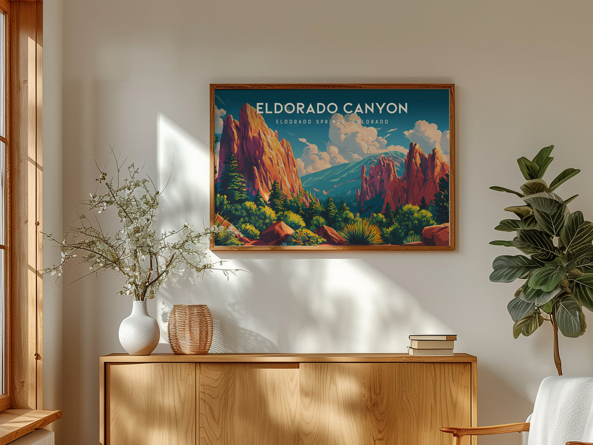 Eldorado Canyon Landscape Poster | Eldorado Springs, Colorado Travel Wall Art — framed and ready to hang
