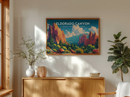 Eldorado Canyon Landscape Poster | Eldorado Springs, Colorado Travel Wall Art — framed and ready to hang