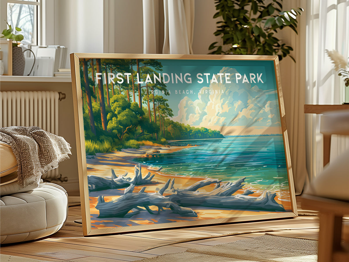 First Landing State Park Landscape Poster | Virginia Beach, Virginia Beach House Decor Wall Art — framed and ready to hang