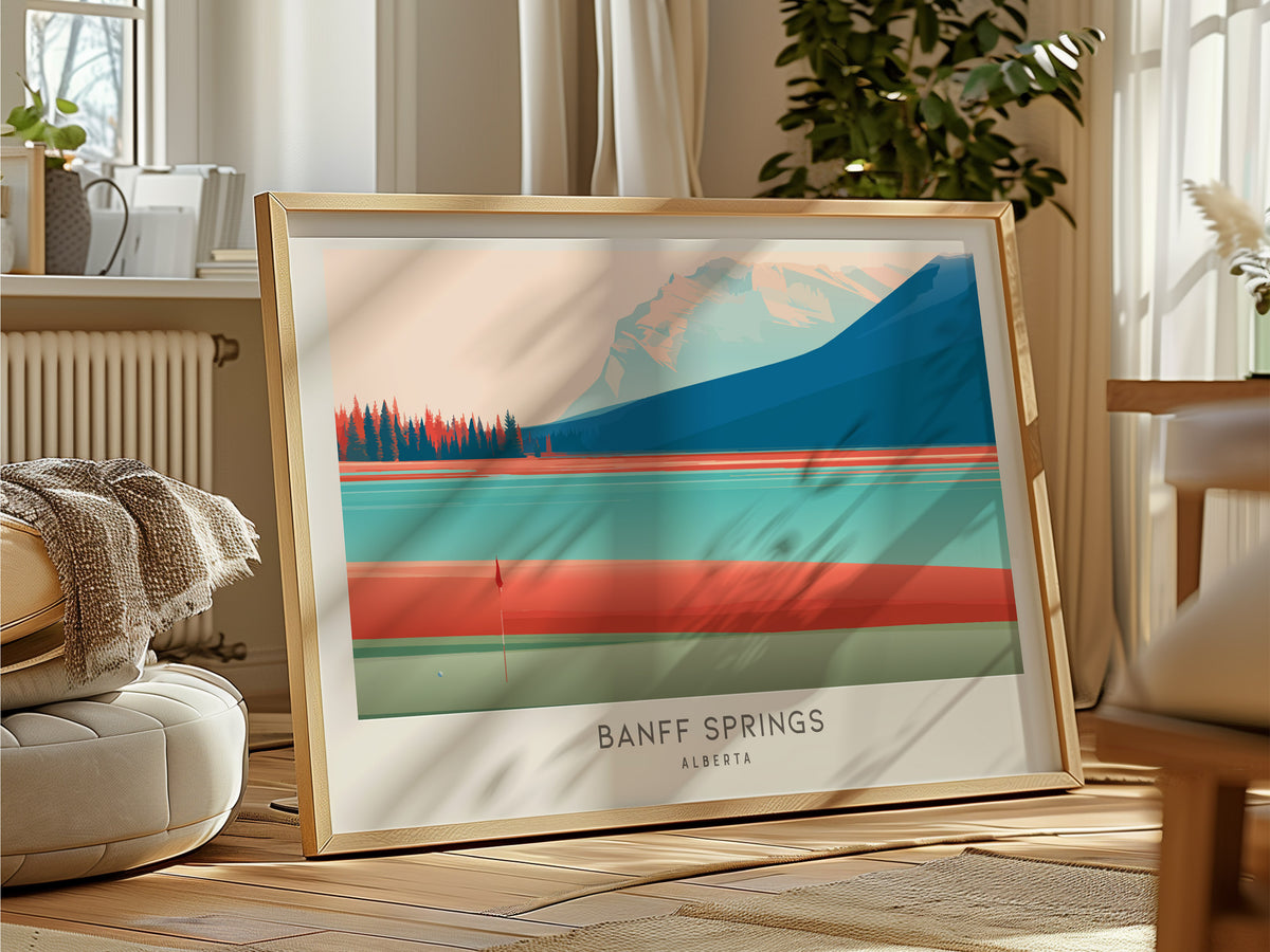 Banff Springs Landscape Matte Border Poster | Alberta Travel Wall Art — framed and ready to hang