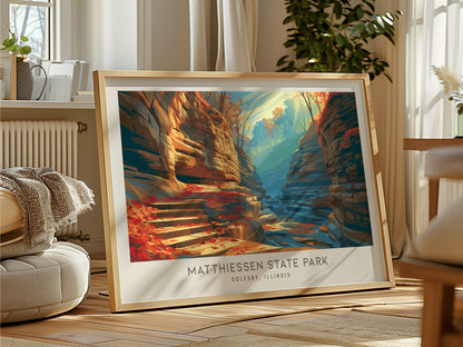 Matthiessen State Park Landscape Matte Border Poster | Oglesby, Illinois Travel Gift Wall Art — framed and ready to hang