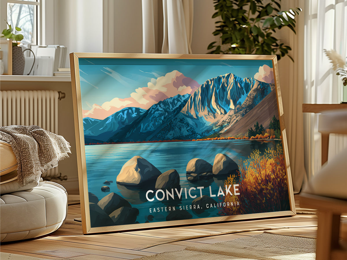 Convict Lake Landscape, Eastern Sierra, California Poster | Framed or Unframed Alpine Art Print — framed and ready to hang