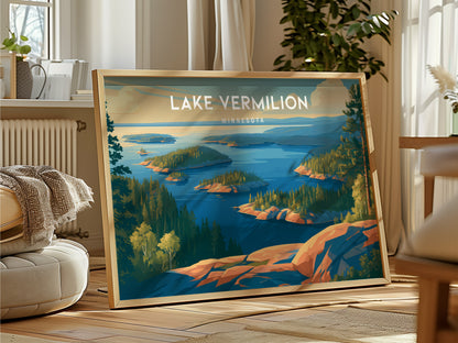 Lake Vermilion Landscape Poster | Minnesota Travel Wall Art — framed and ready to hang