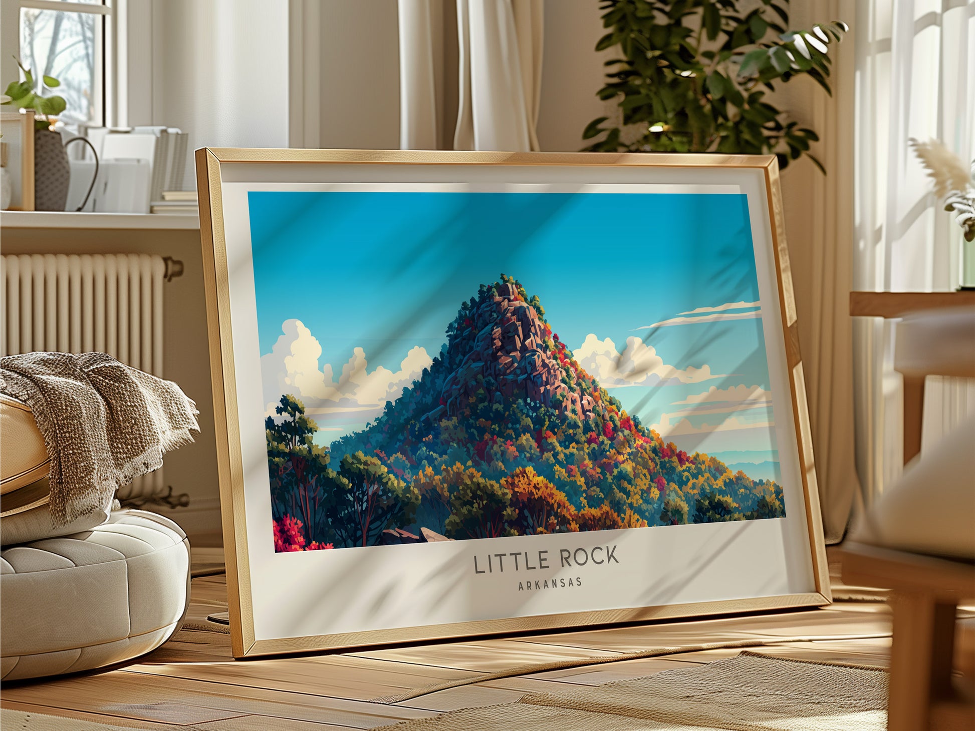 Little Rock Landscape Matte Border Poster | Arkansas Travel Wall Art — framed and ready to hang