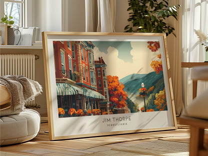 Jim Thorpe Landscape Matte Border Poster | Pennsylvania Travel Wall Art — framed and ready to hang