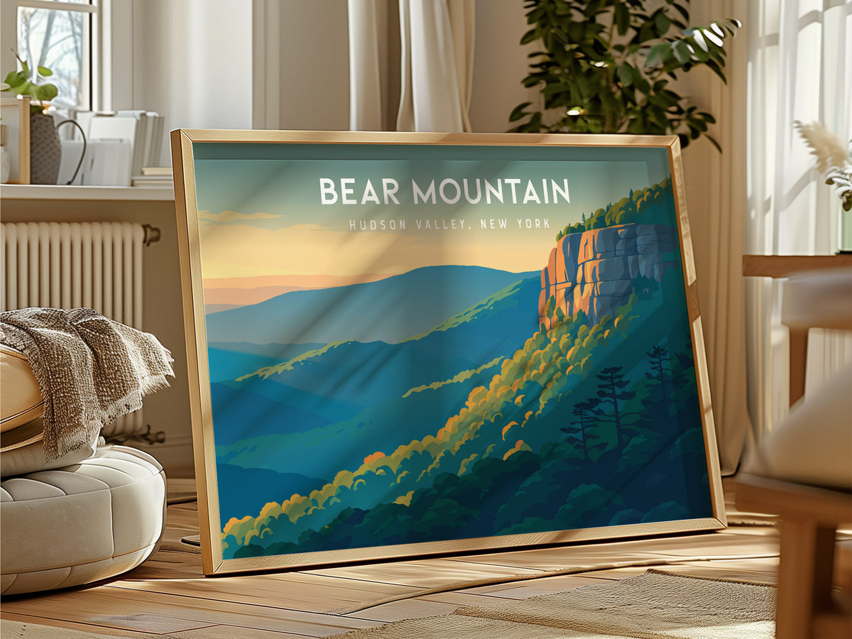 Bear Mountain Landscape Poster | Hudson Valley, New York Vacation Wall Art — framed and ready to hang