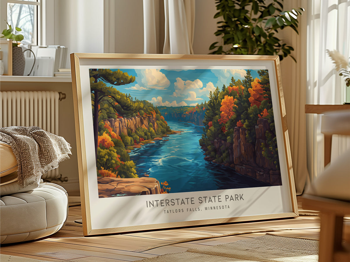 Interstate State Park Landscape Matte Border Poster | Taylors Falls, Minnesota Destination Print — framed and ready to hang